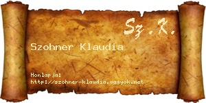 Szohner Klaudia névjegykártya